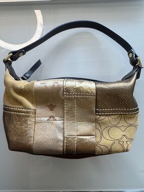 Coach Metallic Gold Patchwork Demi Mini Bag